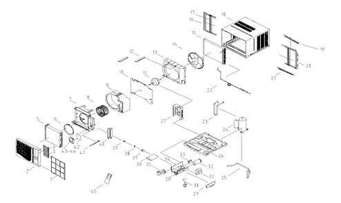 Cabinet Parts Diagram and Parts List for AW-12CR1FM1  Admiral Air Conditioner
