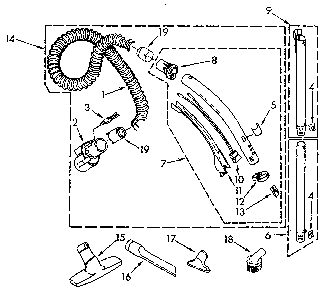 Hose And Attachment Diagram and Parts List for 1162104090  Kenmore Canister Vacuum