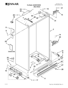 Cabinet Parts Diagram and Parts List for JS42NXFXDW03  Jenn-Air Refrigerator