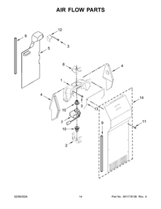 Air Flow Parts Diagram and Parts List for MSS25N4MKZ09  Maytag Refrigerator