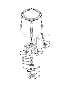 Gearcase, Motor And Pump Parts Diagram and Parts List for 4GMVWC300YW2  Maytag Washer