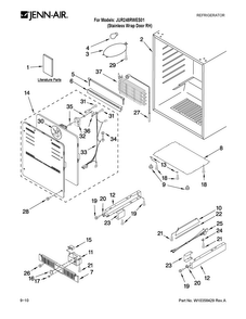 Cabinet Parts Diagram and Parts List for JUR248RWES01  Jenn-Air Refrigerator