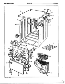 Exterior Diagram and Parts List for 8635A  Norge Dryer