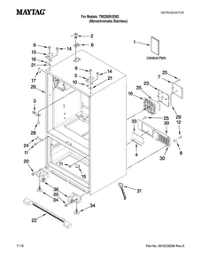 Cabinet Parts Diagram and Parts List for 7MI2569VEM3  Maytag Refrigerator