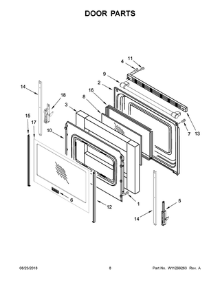 Door Parts Diagram and Parts List for MER6600FZ2  Maytag Range