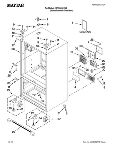 Cabinet Parts Diagram and Parts List for MFI2665XEM5  Maytag Refrigerator