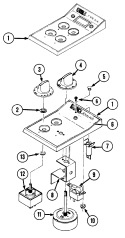 CONTROL PANEL Diagram and Parts List for C301  Jenn-Air Cooktop