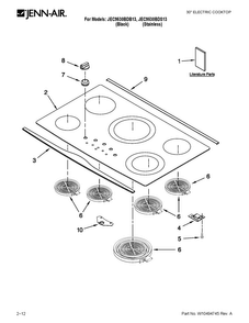 Cooktop Parts Diagram and Parts List for JEC9530BDS13  Jenn-Air Cooktop