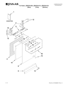 Door And Panel Parts Diagram and Parts List for JDB3200AWS4  Jenn-Air Dishwasher