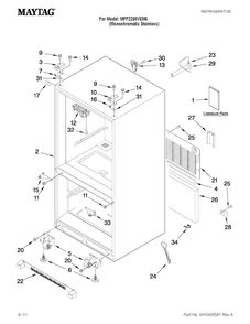 Cabinet Parts Diagram and Parts List for MFF2258VEM6  Maytag Refrigerator