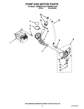05 - Pump And Motor Parts Diagram and Parts List for YMHWE251YL00  Maytag Washer