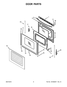 Door Parts Diagram and Parts List for YACR4303MFS0  Amana Range