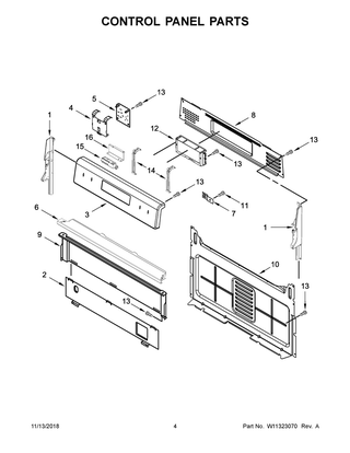 Control Panel Parts Diagram and Parts List for MGR6600FZ1  Maytag Range