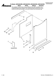 Door And Panel Parts Diagram and Parts List for ADB1500AWW0  Amana Dishwasher