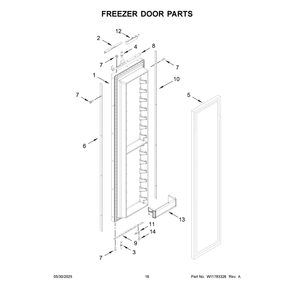 Freezer Door Parts Diagram and Parts List for JBSFS42NMX25  Jenn-Air Refrigerator