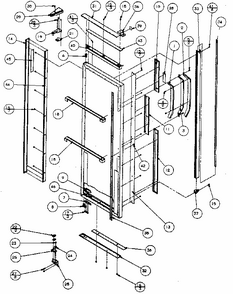 Refrigerator Door, Hinge, And Trim Parts Diagram and Parts List for 596SBI20H P7836032W Kenmore Refrigerator