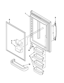 Refrigerator Door Parts Diagram and Parts List for 5GBR22PRYA0  Maytag Refrigerator