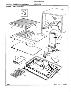 Freezer Compartment Diagram and Parts List for 21534-7A  Admiral Refrigerator