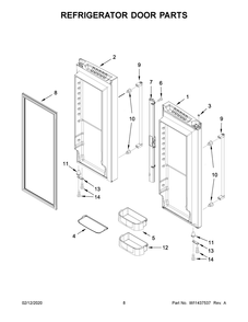 Refrigerator Door Parts Diagram and Parts List for JFFCF72DKL00  Maytag Refrigerator
