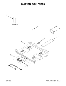 Burner Box Parts Diagram and Parts List for JDRP430HM01  Maytag Range