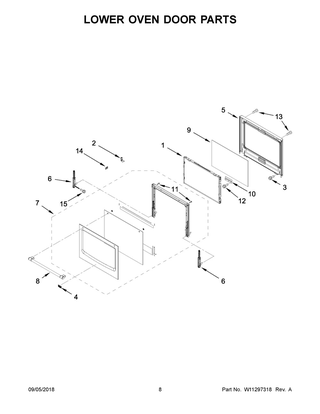 Lower Oven Door Parts Diagram and Parts List for MEW9627FZ03  Maytag Wall Oven
