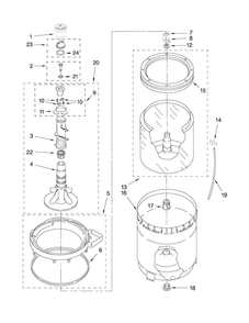 Agitator, Basket And Tub Parts Diagram and Parts List for 7MMTS0510XW0  Maytag Washer