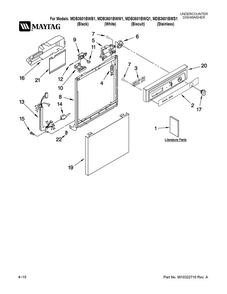 Frame And Console Parts Diagram and Parts List for MDB3601BWS1  Maytag Dishwasher
