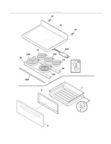 Top/drawer Diagram and Parts List for CRE3890LWG  Crosley Range