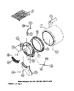 Front Bulkhead Diagram and Parts List for LE3502L-P1118307WL  Amana Dryer