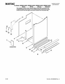 Door And Panel Parts Diagram and Parts List for MDB5601AWQ2  Maytag Dishwasher