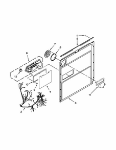 Inner Door Parts Diagram and Parts List for MDB4709PAM2  Maytag Dishwasher