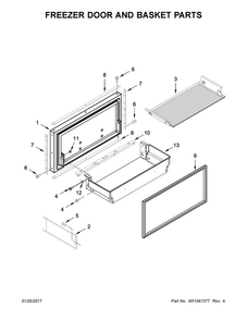 Freezer Door And Basket Parts Diagram and Parts List for JF42NXFXDE02  Jenn-Air Refrigerator
