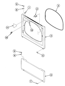 Front Panel Diagram and Parts List for SDE107WF1724  Speed Queen Dryer