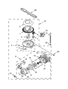 Pump, Washarm And Motor Parts Diagram and Parts List for MDB8979SEZ0  Maytag Dishwasher