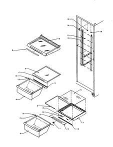 Refrigerator Shelves Diagram and Parts List for SXD22S2L-P1190404WL  Amana Refrigerator
