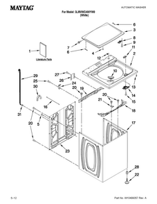 Top And Cabinet Parts Diagram and Parts List for 3LMVWC400YW0  Maytag Washer