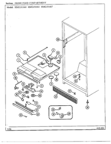 Fresh Food Compartment Diagram and Parts List for HMG191660  Admiral Refrigerator