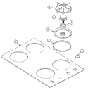Part Location Diagram of WP74001385 Whirlpool Range Top Burner Knob