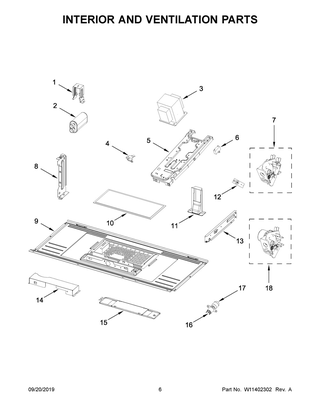 Interior And Ventilation Parts Diagram and Parts List for YMMV1175JZ0  Maytag Microwave