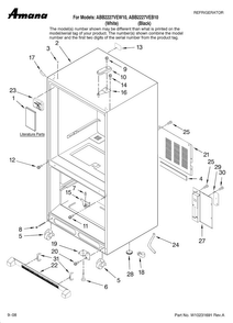 Cabinet Parts Diagram and Parts List for ABB2227VEB10  Amana Refrigerator
