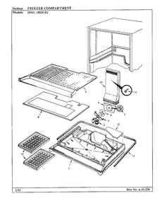 Freezer Compartment Diagram and Parts List for 18020-0A  Admiral Refrigerator