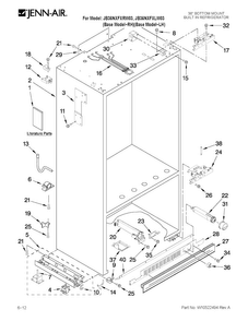 Cabinet Parts Diagram and Parts List for JB36NXFXLW03  Jenn-Air Refrigerator
