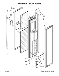 Freezer Door Parts Diagram and Parts List for JS42SSDUDE01  Jenn-Air Refrigerator