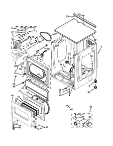 Upper Cabinet & Front Panel Parts Diagram and Parts List for MLE24PRAZW2  Maytag Dryer