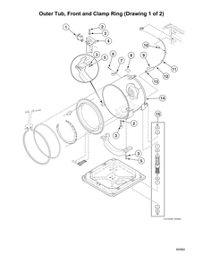 Outer Tub/Front/Clamp Ring 1 Diagram and Parts List for LFNE5BSP115TW01  Speed Queen Washer