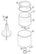 TUB Diagram and Parts List for W205KW  Magic Chef Washer
