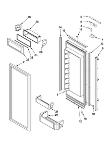 Refrigerator Door Parts Diagram and Parts List for JF42NXFXDW01  Jenn-Air Refrigerator