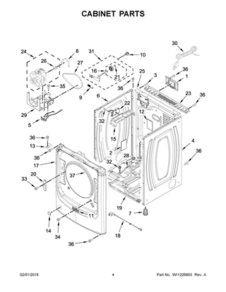 Cabinet Parts Diagram and Parts List for MGD8200FW1  Maytag Dryer