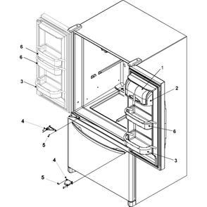Ref Dr Storage & Center Hinges Diagram and Parts List for AFF2534FEB1  Amana Refrigerator