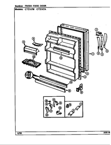 Fresh Food Door Diagram and Parts List for CT21X7W DD68A Crosley Refrigerator